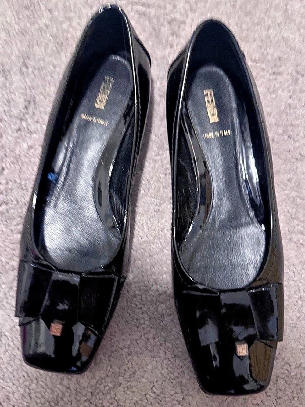 Fendi Patent Bow Heels Black EU 40